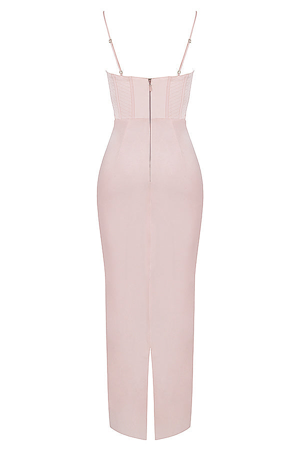 Elegant Corset Maxi Dress-Pink
