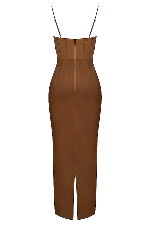 Elegant Corset Maxi Dress-Pink