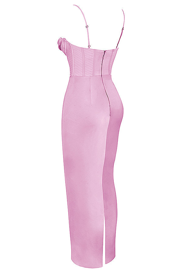 Elegant Corset Maxi Dress-Rose Pink