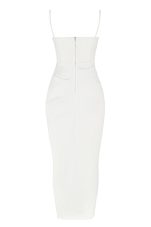 ALESYA IVORY WHITE SATIN CORSET DRESS