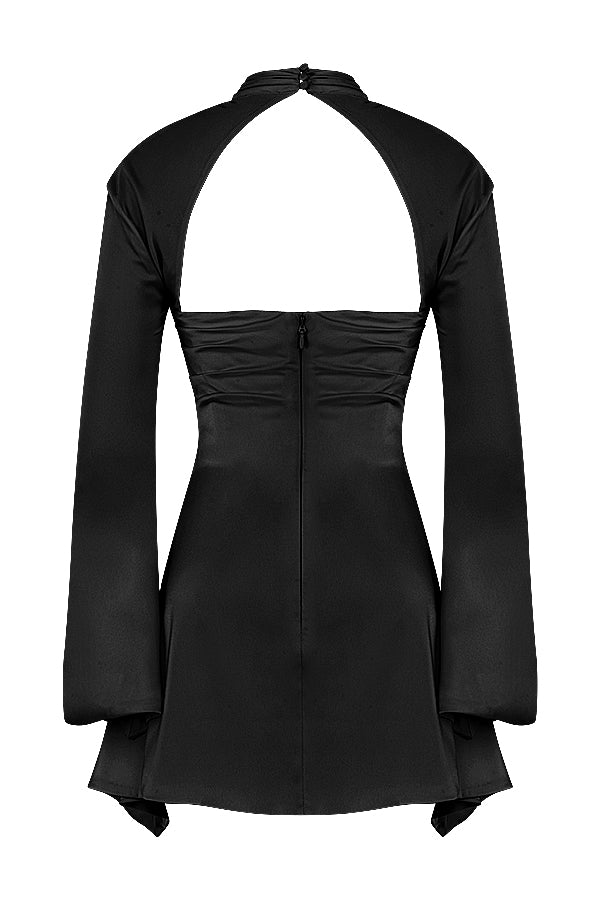 HEILA IVORY DRAPED CORSET DRESS-BLACK