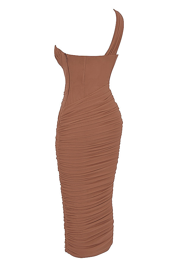 Winy Cutout One-Shoulder Midi Bandage Dress-Lem