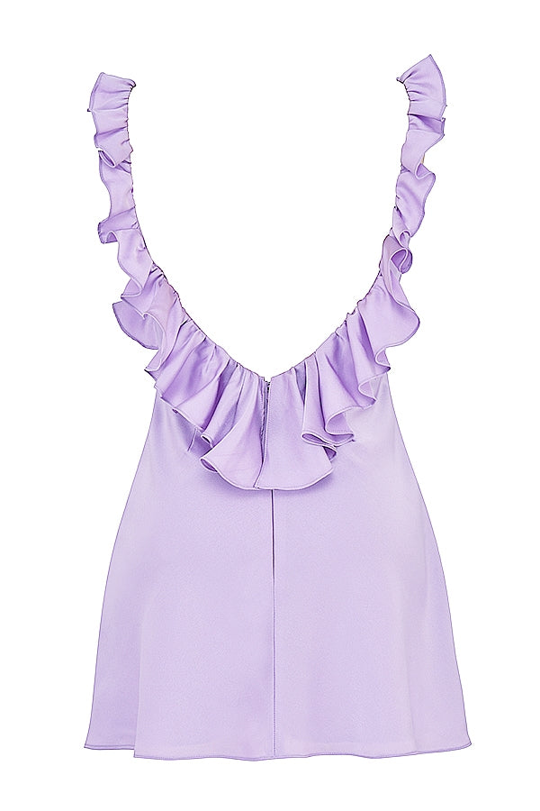Chic Backless Satin Ruffle Mini Dress
