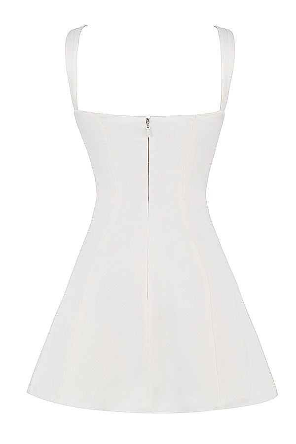 IVORY SATIN AND LACE MINI DRESS