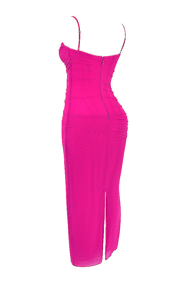 Mesh Stitching Lace Mid-length Dress