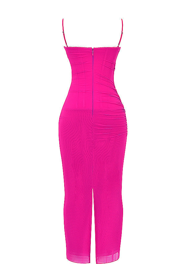 Mesh Stitching Lace Mid-length Dress
