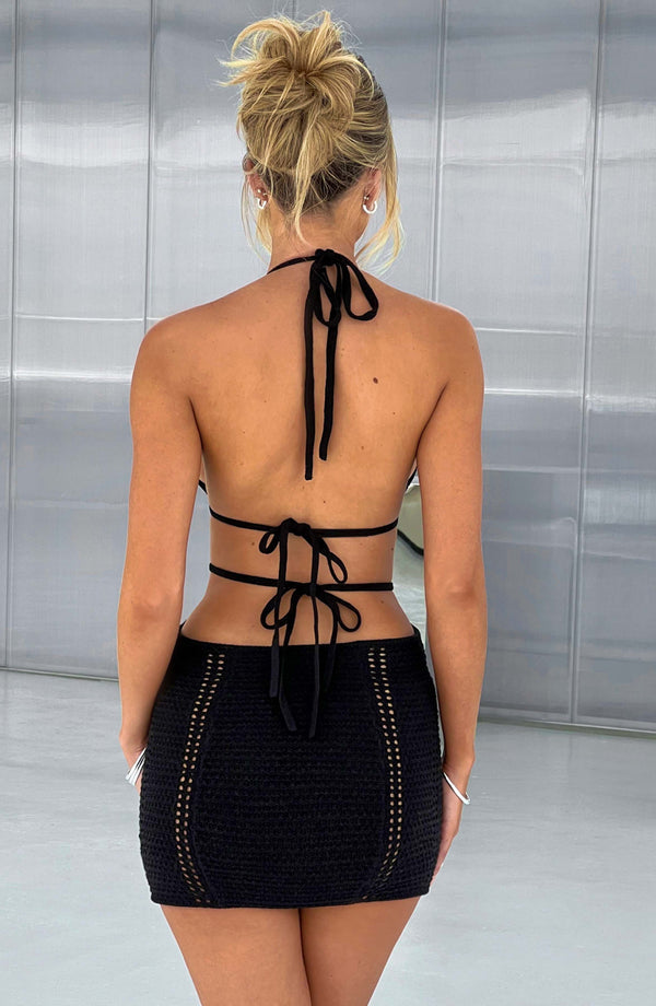 Knitted Backless Hanging Neck Straps Dress