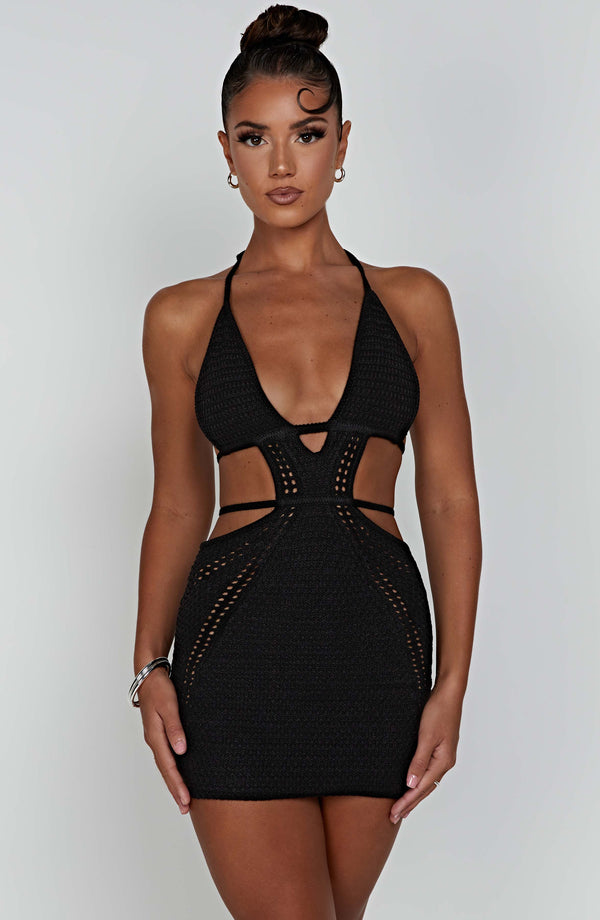 Knitted Backless Hanging Neck Straps Dress