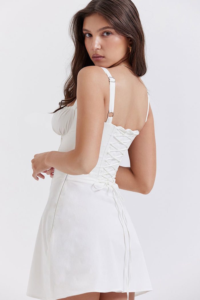 LAVELA CORSET MINI SUNDRESS-WHITE