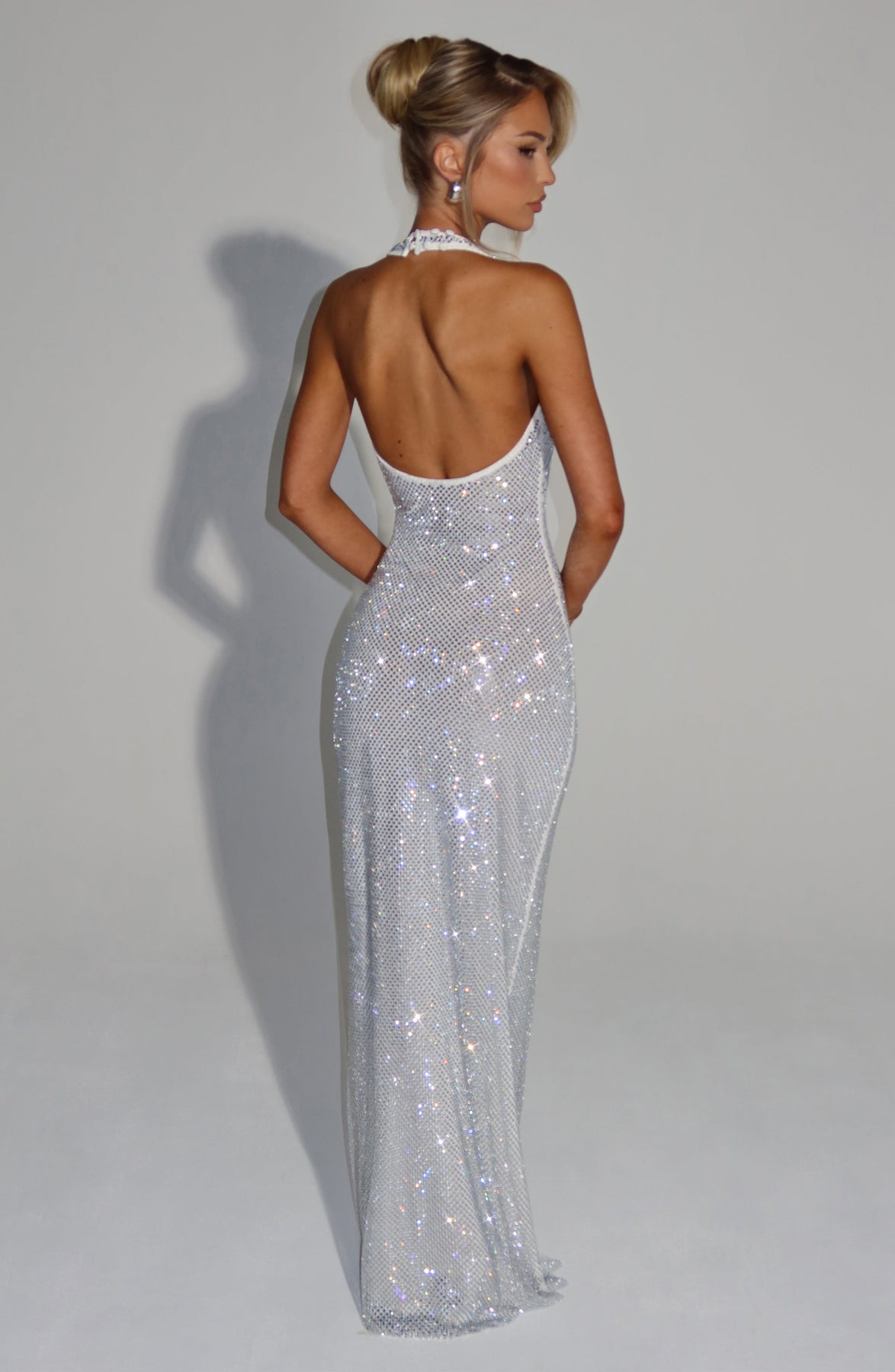 Elegant Sequins Backless Maxi Dress