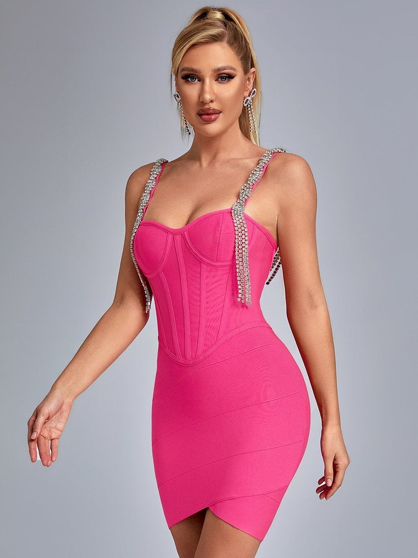 Chic Sling Fringed Diamond Bandage Dress