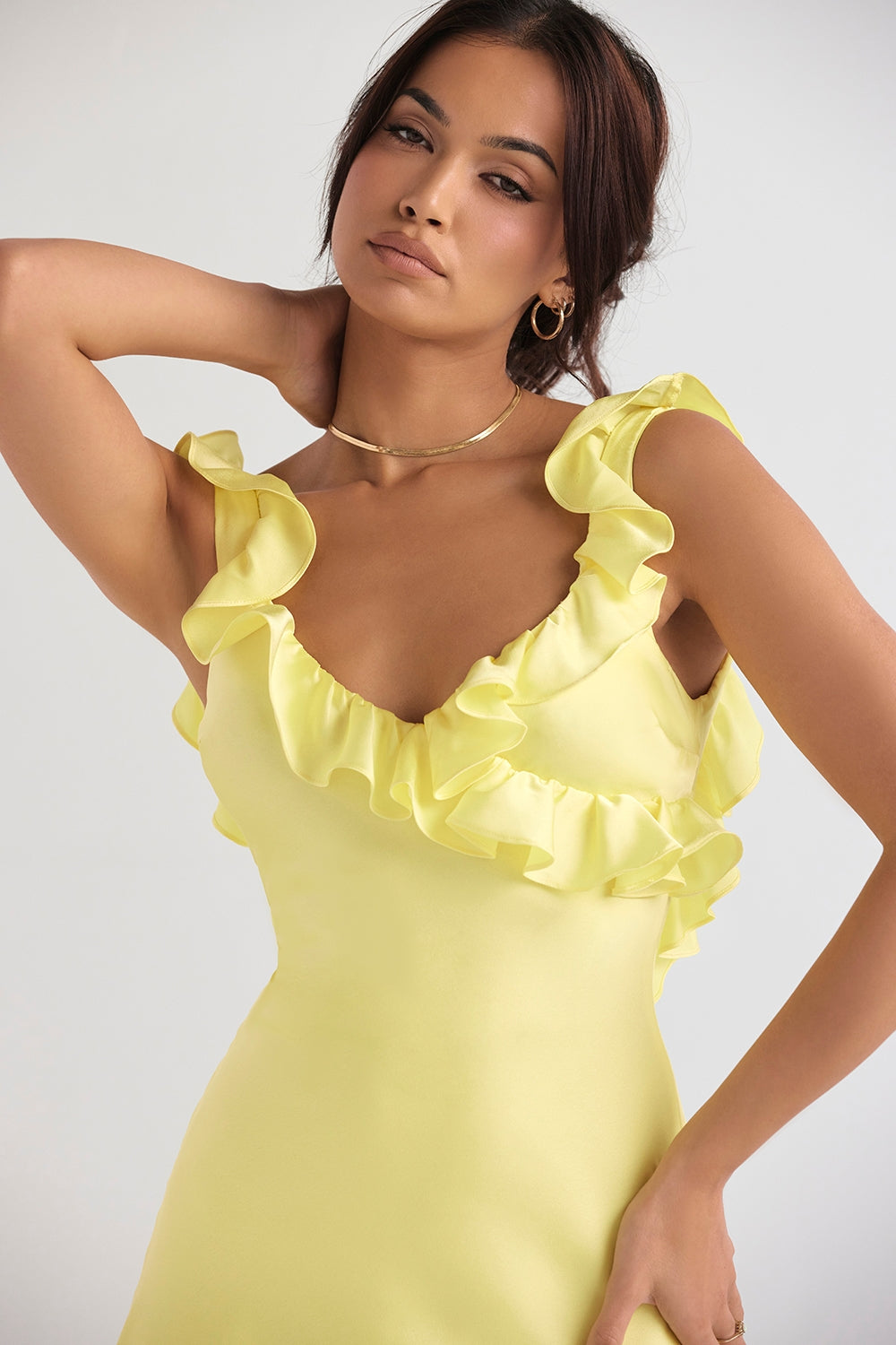Chic Backless Satin Ruffle Mini Dress