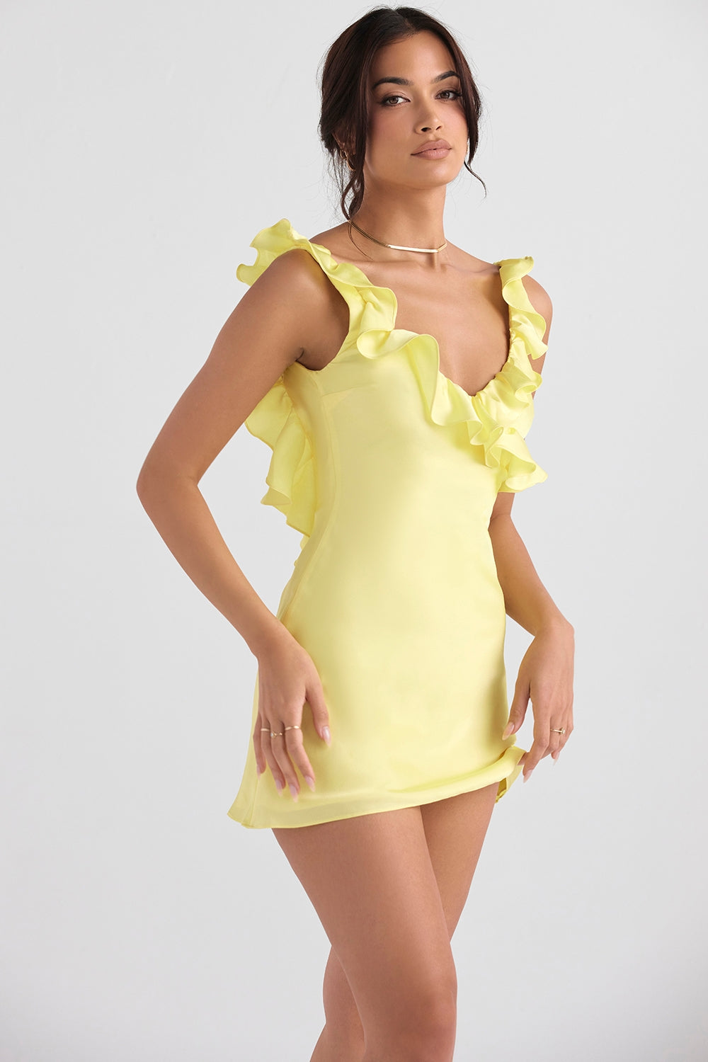 Chic Backless Satin Ruffle Mini Dress