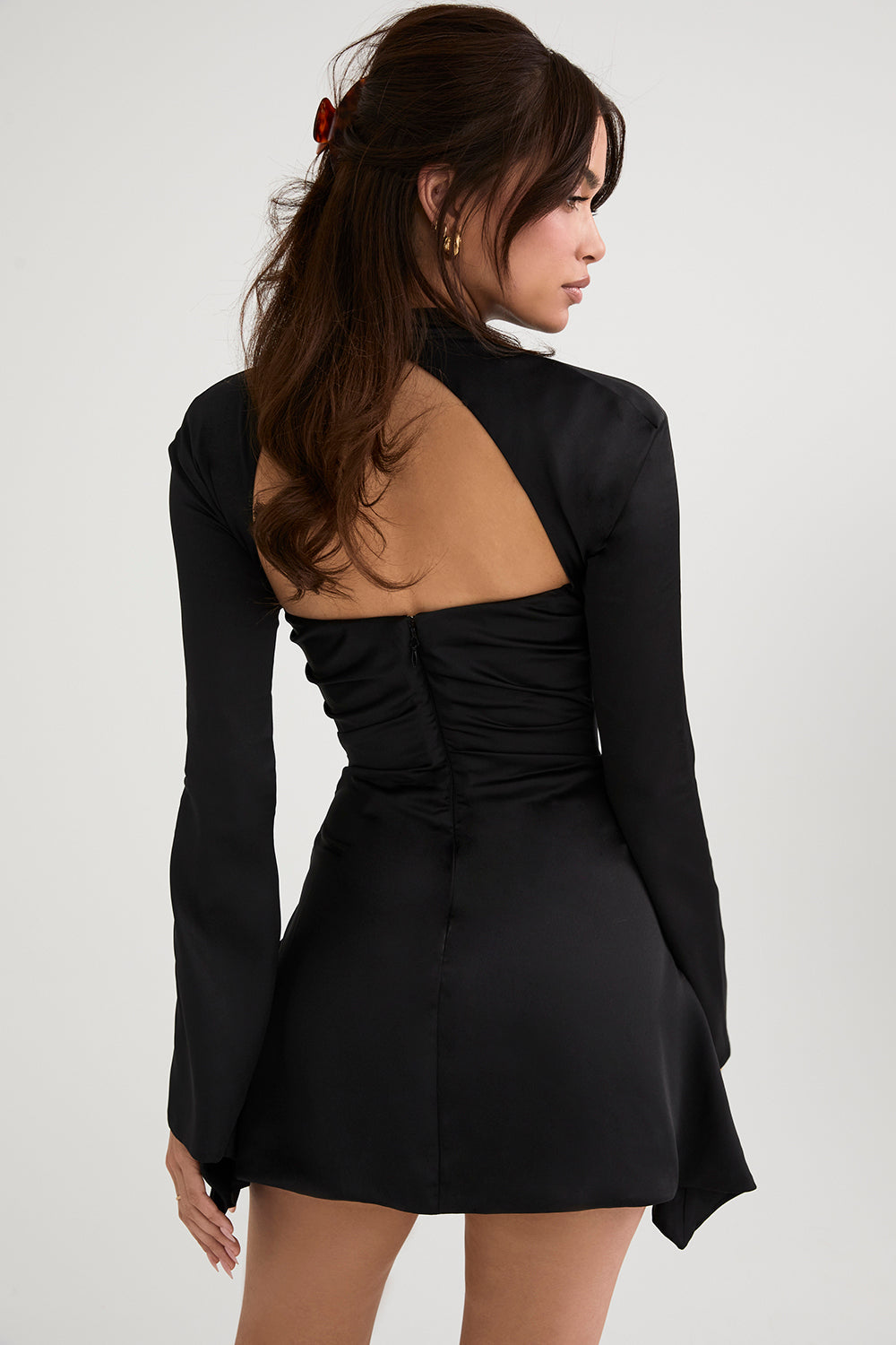 HEILA IVORY DRAPED CORSET DRESS-BLACK
