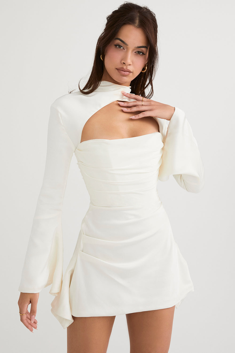 HEILA IVORY DRAPED CORSET DRESS-PINK
