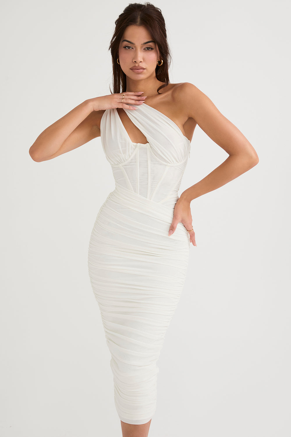 Cutout One-Shoulder Midi Bandage Dress