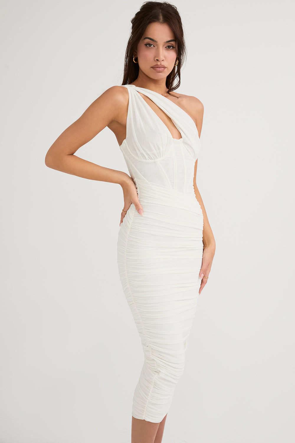Cutout One-Shoulder Midi Bandage Dress